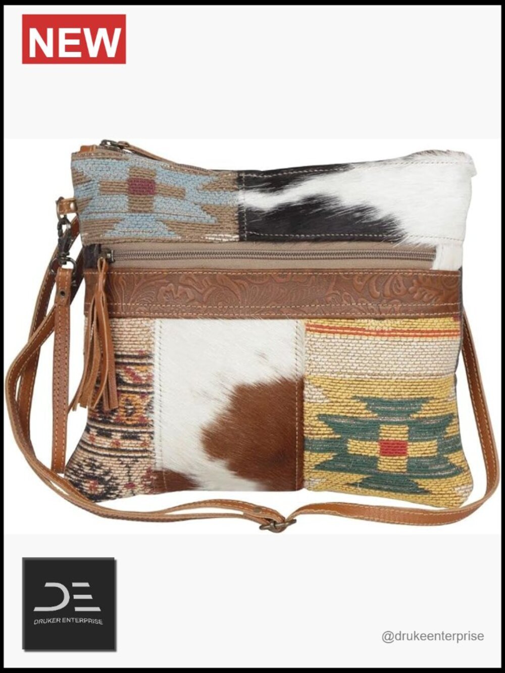 Small Canvas Crossbody Shoulder Bag with Leather Trim